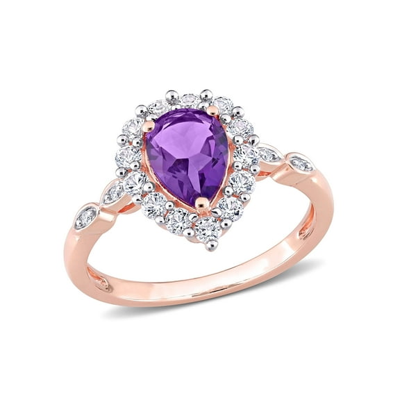 Everly Women's Created Sapphire and Created Amethyst 10k Rose Gold Ring