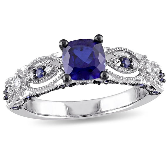 Everly Women's Created Sapphire 10K White Gold Engagement Ring