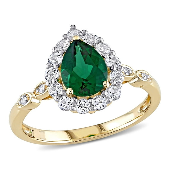 Everly Women's Created Topaz and Created Emerald 10k Yellow Gold Ring