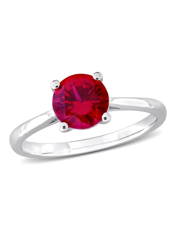 Women's Created Ruby Sterling Silver Ring