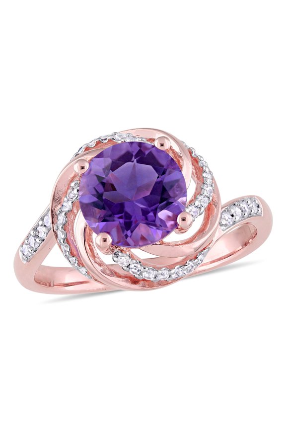 Women's Amethyst and Topaz Rose Gold Plated Ring