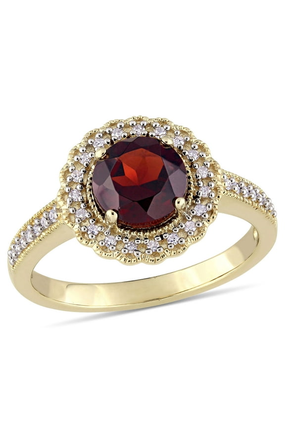 Women's Garnet Yellow Gold Plated Ring