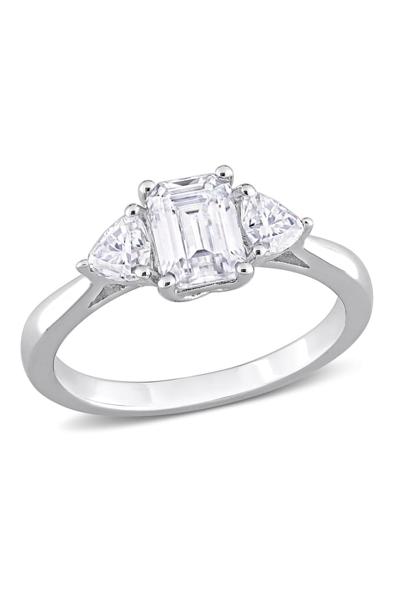 Women's Created Moissanite Sterling Silver Engagement Ring
