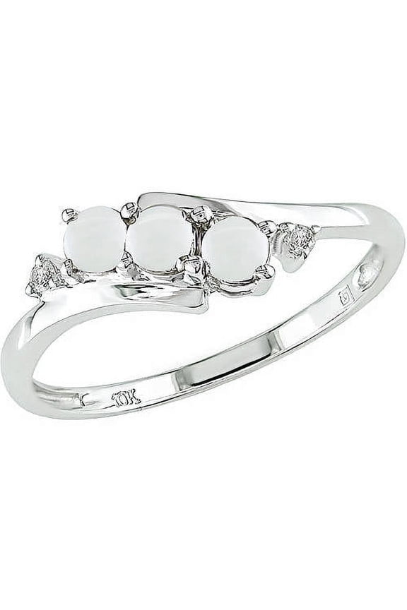 Women's Opal 10k White Gold Ring