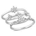 thumbnail image 1 of Everly Women's 1/5ct TW Diamond Sterling Silver Flower 3-Pc Ring Set, 1 of 13