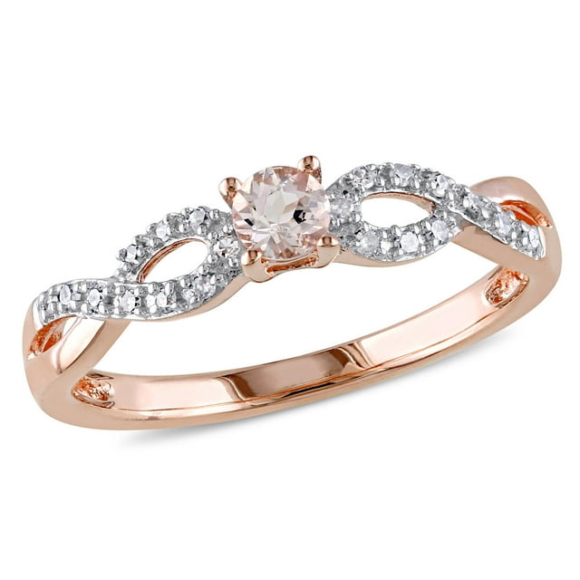 Everly Women's 1/6 CT Morganite 1/10 CT T.W. Diamond Rose Gold Flash Plated SS Infinity Ring