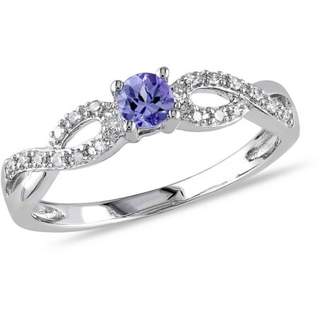 1/6 Carat T.G.W. Tanzanite and Diamond-Accent Sterling Silver Promise Ring