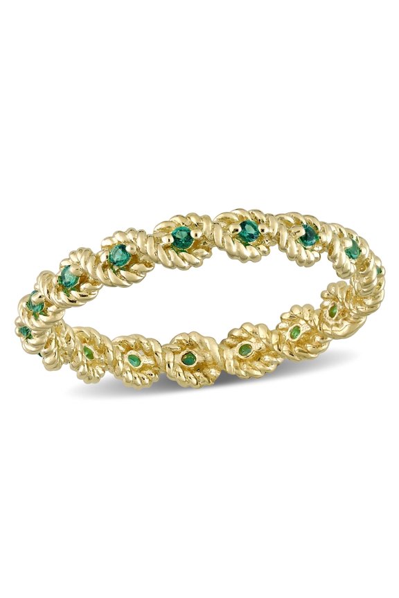 Women's Created Emerald 10k Yellow Gold Ring
