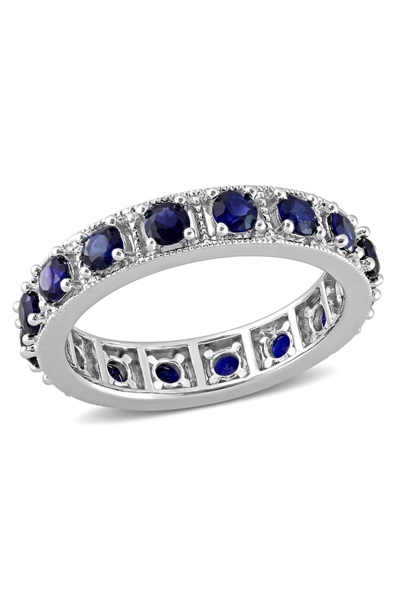 Women's Created Sapphire Sterling Silver Ring