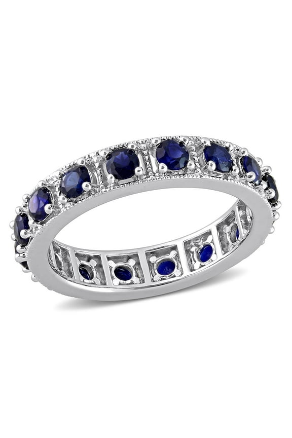 Women's Created Sapphire Sterling Silver Ring