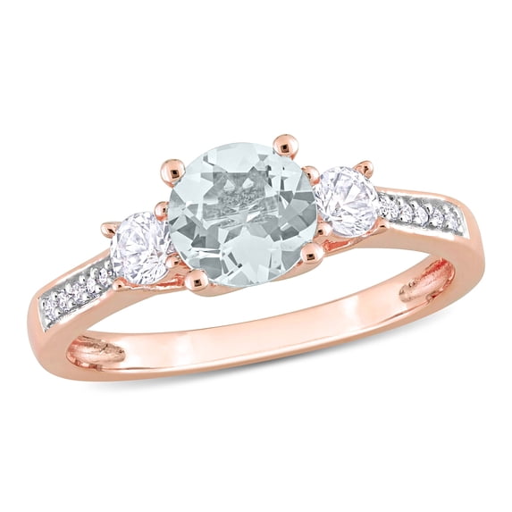 Everly Women's Created Sapphire and Aquamarine 10K Rose Gold Engagement Ring
