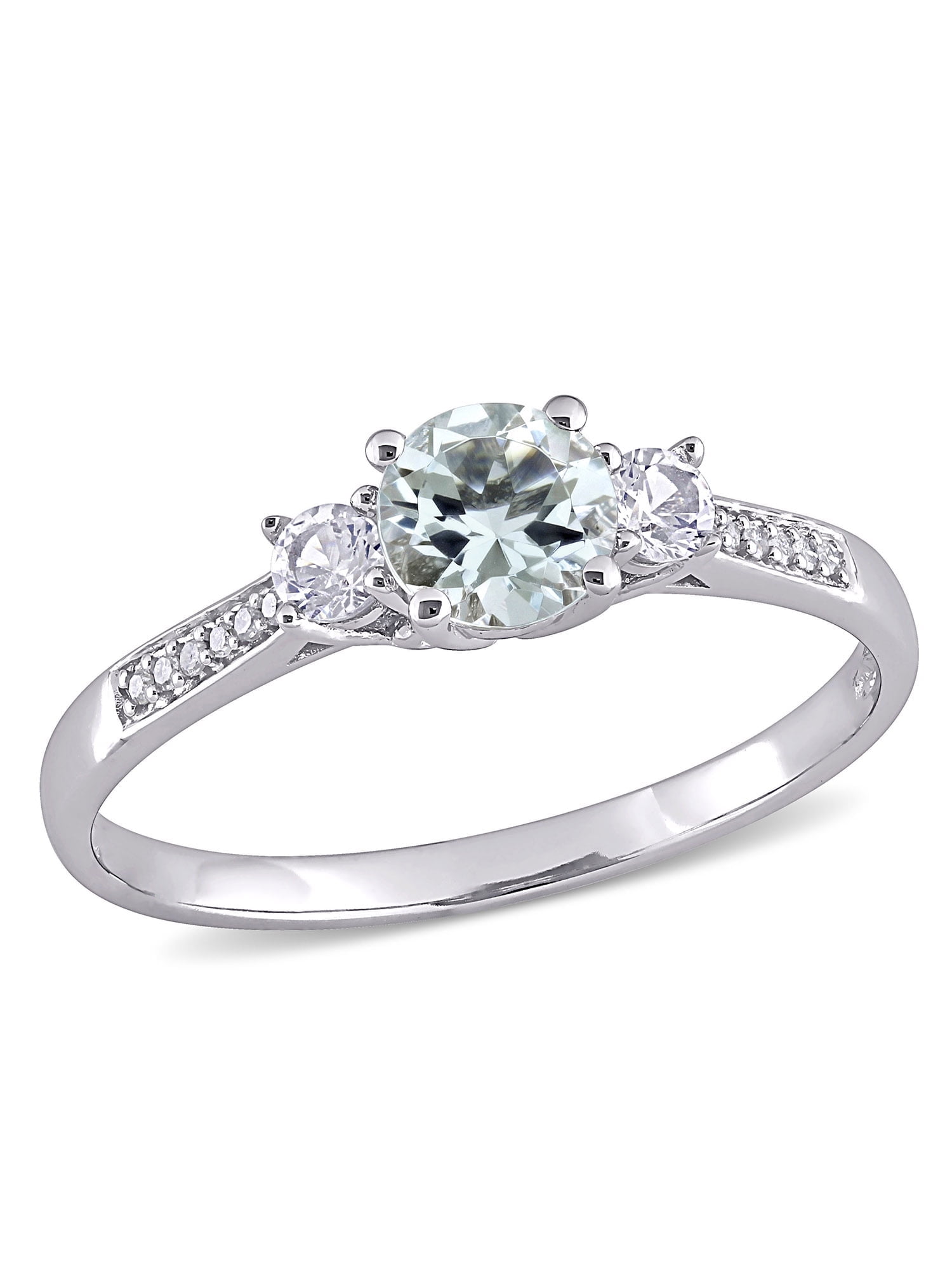 Everly Women's Created Sapphire and Aquamarine 10K White Gold Engagement Ring