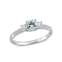 Everly Women's Created Sapphire and Aquamarine 10K White Gold Engagement Ring
