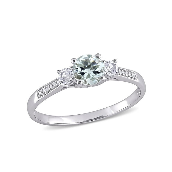 Everly Women's Created Sapphire and Aquamarine 10K White Gold Engagement Ring