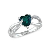 Everly Womens Created Emerald Sterling Silver Ring