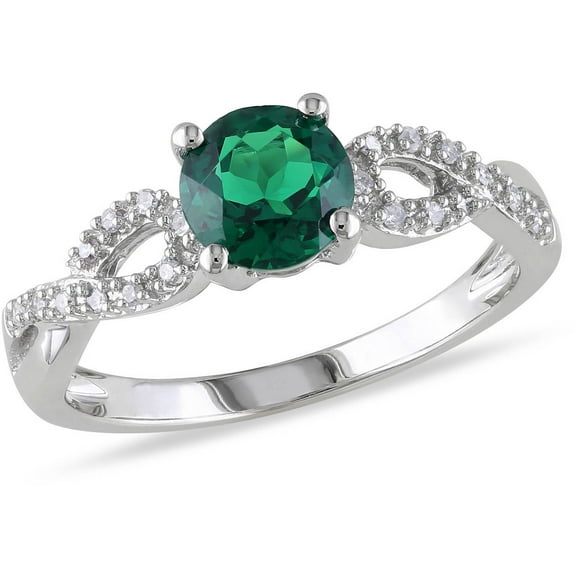 Everly Women's Created Emerald 10K White Gold Engagement Ring