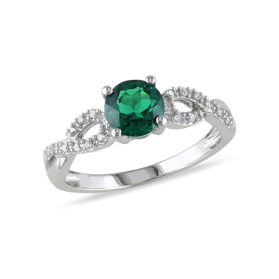 Everly Women's Created Emerald 10K White Gold Engagement Ring