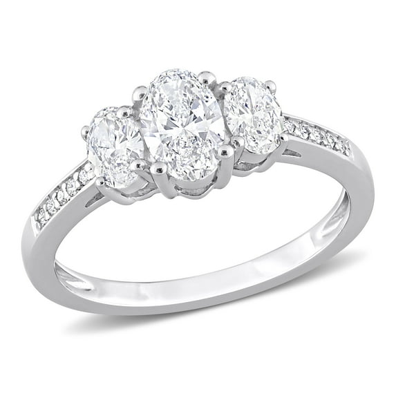 Everly Women's 1 CT T.W. Oval & Round - cut Diamond Platinum 3-Stone Engagement Ring