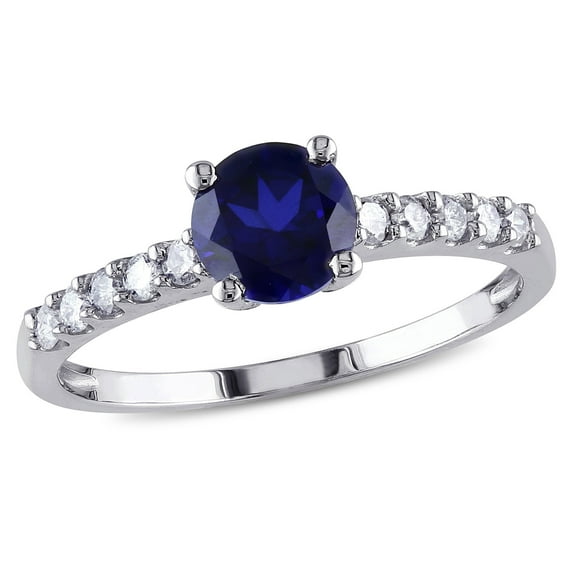 Everly Women's Created Sapphire 10K White Gold Engagement Ring