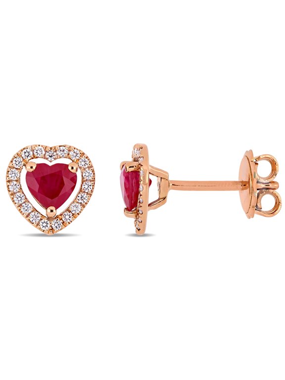 Women's Ruby 14k Rose Gold Earrings