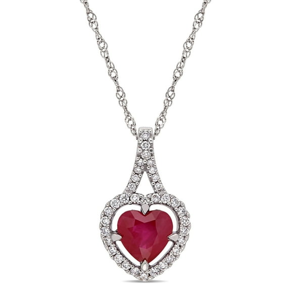 Everly Women's 1CT TGW Ruby 14k White Gold Pendant