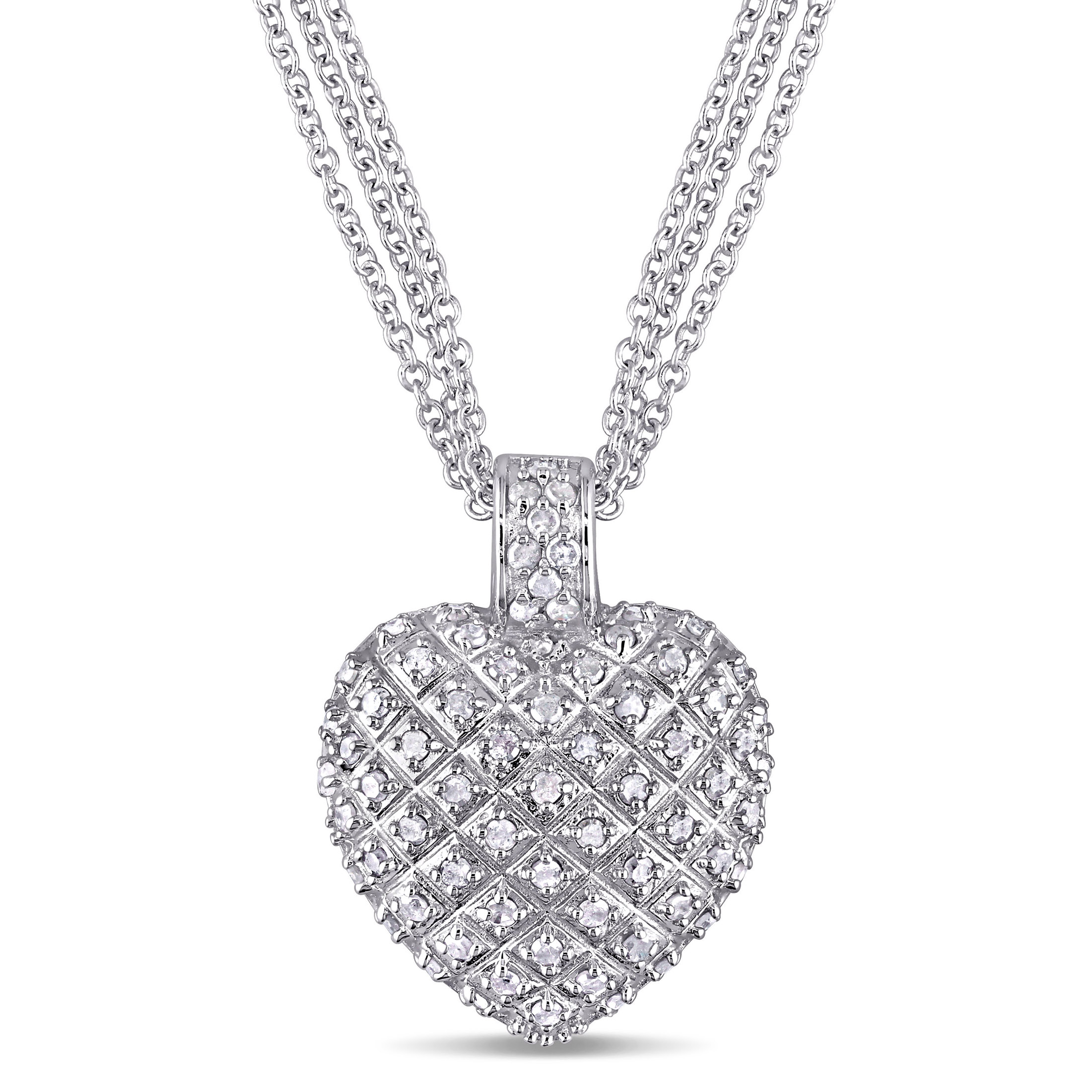 Everly Women's 1 Carat T.W. Round-Cut Diamond Sterling Silver Clustered Heart Necklace with Pave Setting and Lobster Clasp (H-I-J, I3) - 17 in. - image 1 of 8