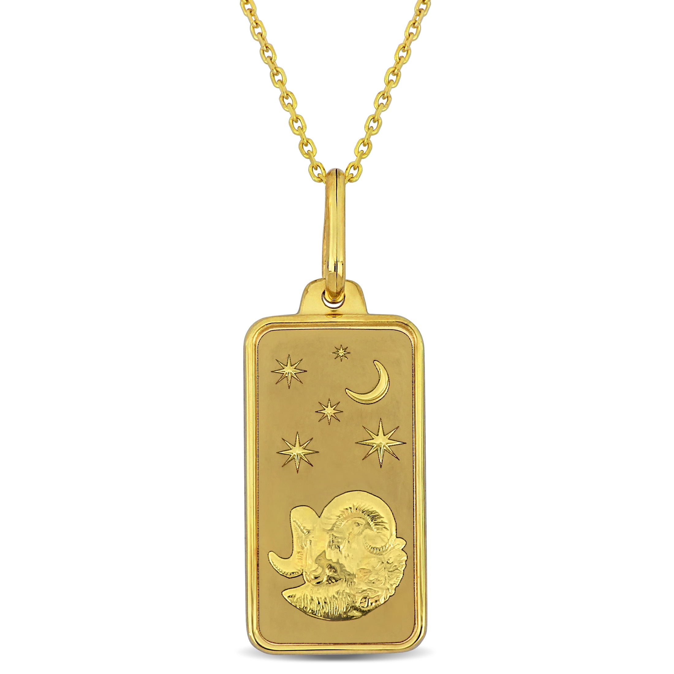 Everly Women's Aries 10k Yellow Gold Horoscope Dog Tag Necklace, Trendy Zodiac Gift