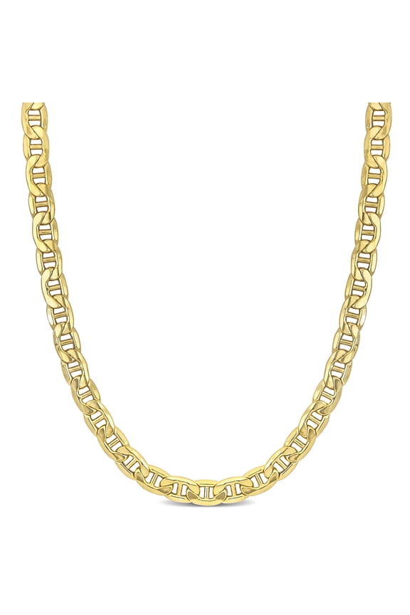 Men's 7mm 10k Yellow Gold Mariner Link Chain Necklace