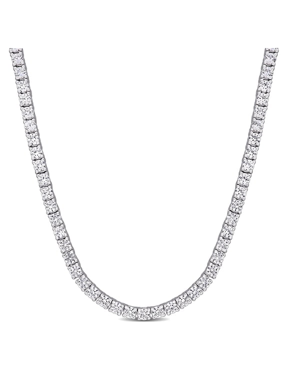Women's Created Sapphire Sterling Silver Tennis Necklace