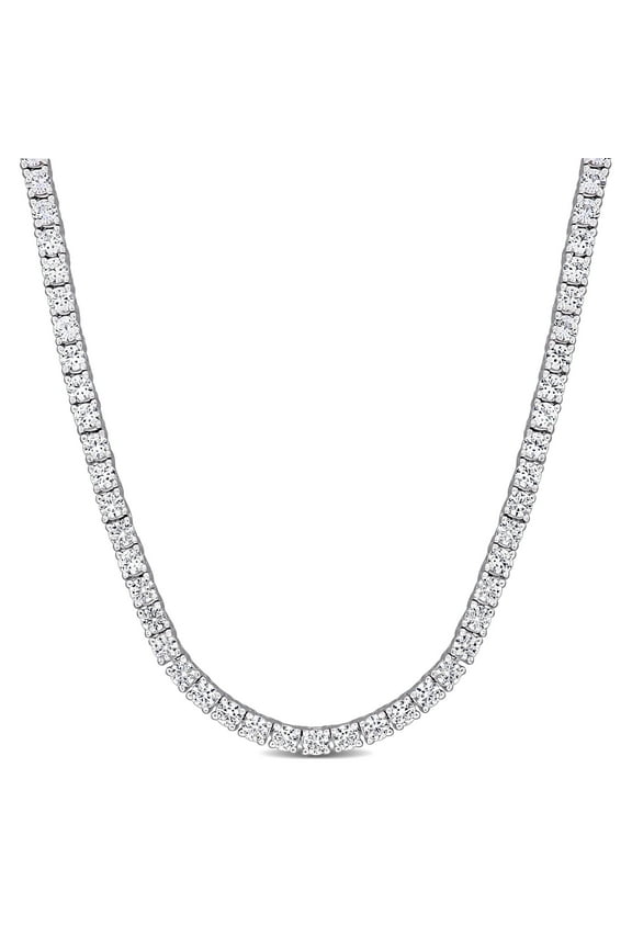 Women's Created Sapphire Sterling Silver Tennis Necklace