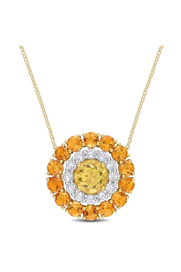 Women's Citrine and Topaz 18k Yellow Gold Plated Necklace