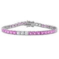 thumbnail image 1 of Everly Women's 13 2/5ct TGW Created White and Pink Sapphire Sterling Silver Tennis Bracelet, 1 of 7