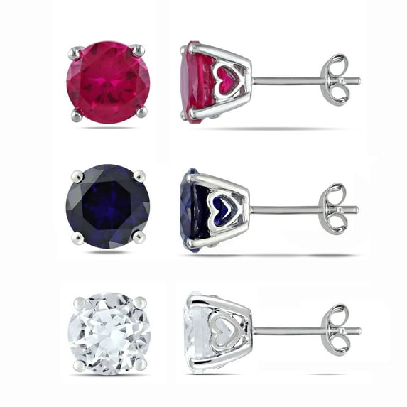 Everly Women's Created Sapphire and Created Ruby Sterling Silver Earrings
