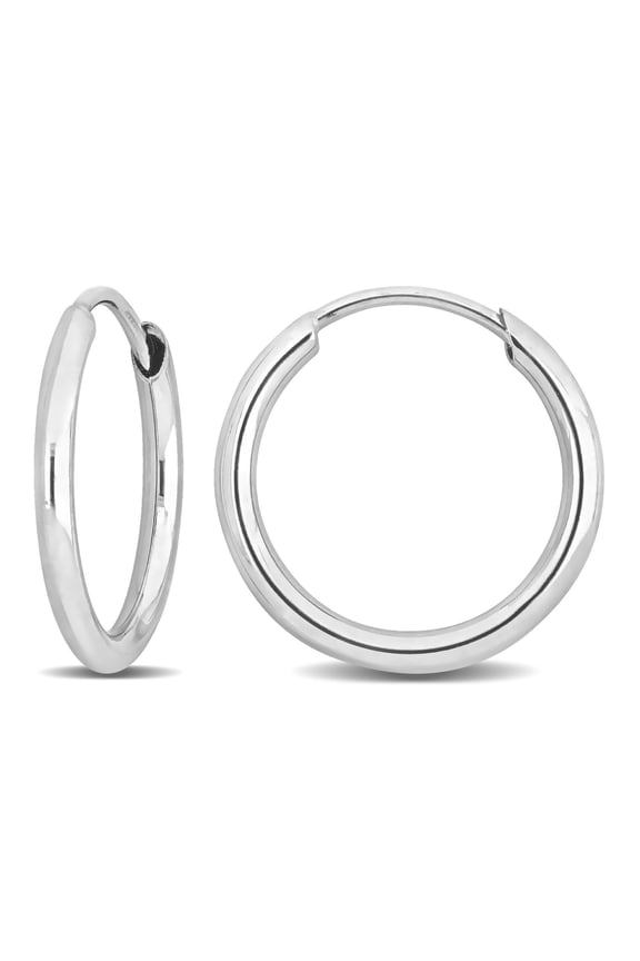 Women's 13mm 14k White Gold Hoop Earrings
