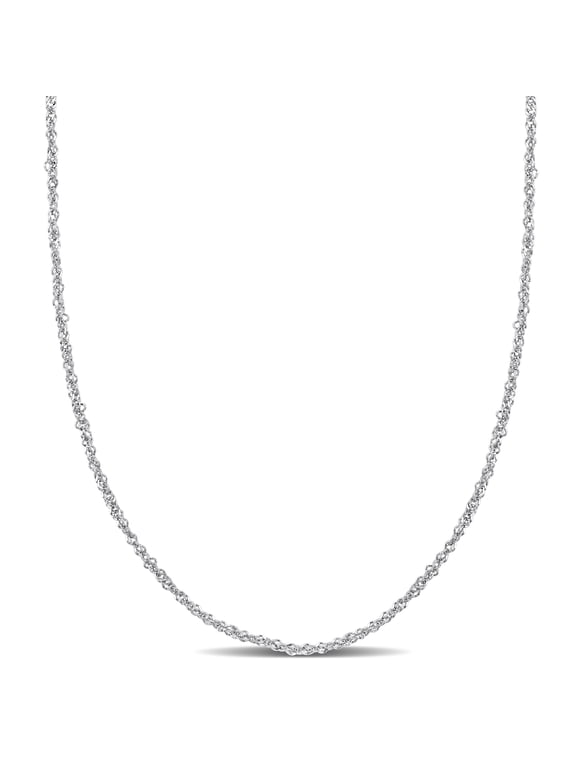 Women's 1.2mm 14k White Gold Sparkling Singapore Chain Necklace