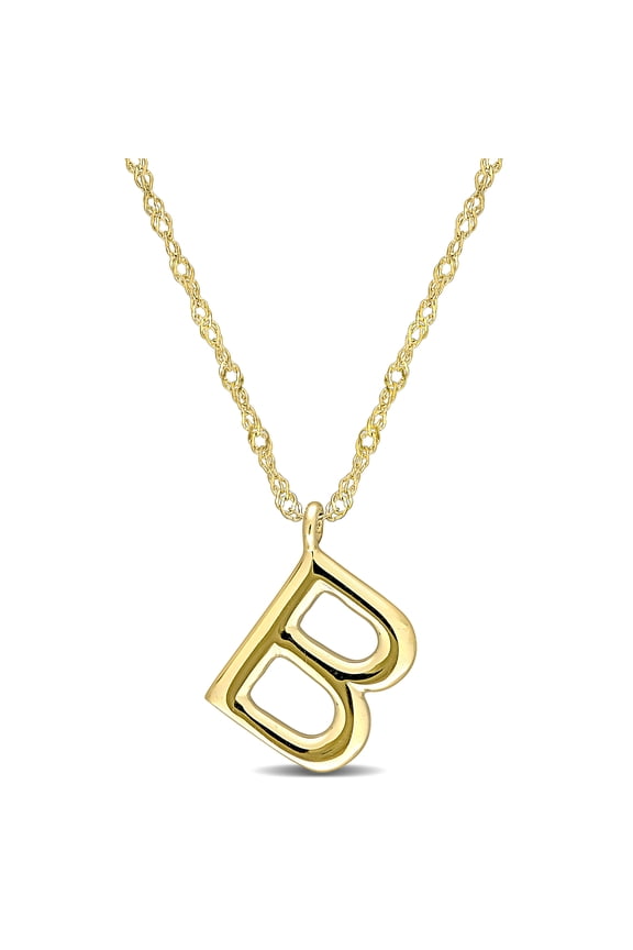 Women's 14k Yellow Gold Initial 'B' Pendant with Chain