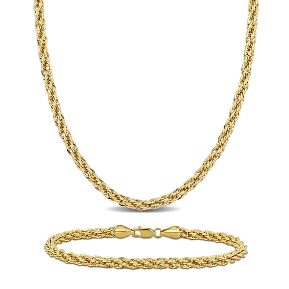 Everly Women's 14kt Yellow Gold 4mm Infinity Rope Chain Necklace & Anklet Set - 18 in + 9 in