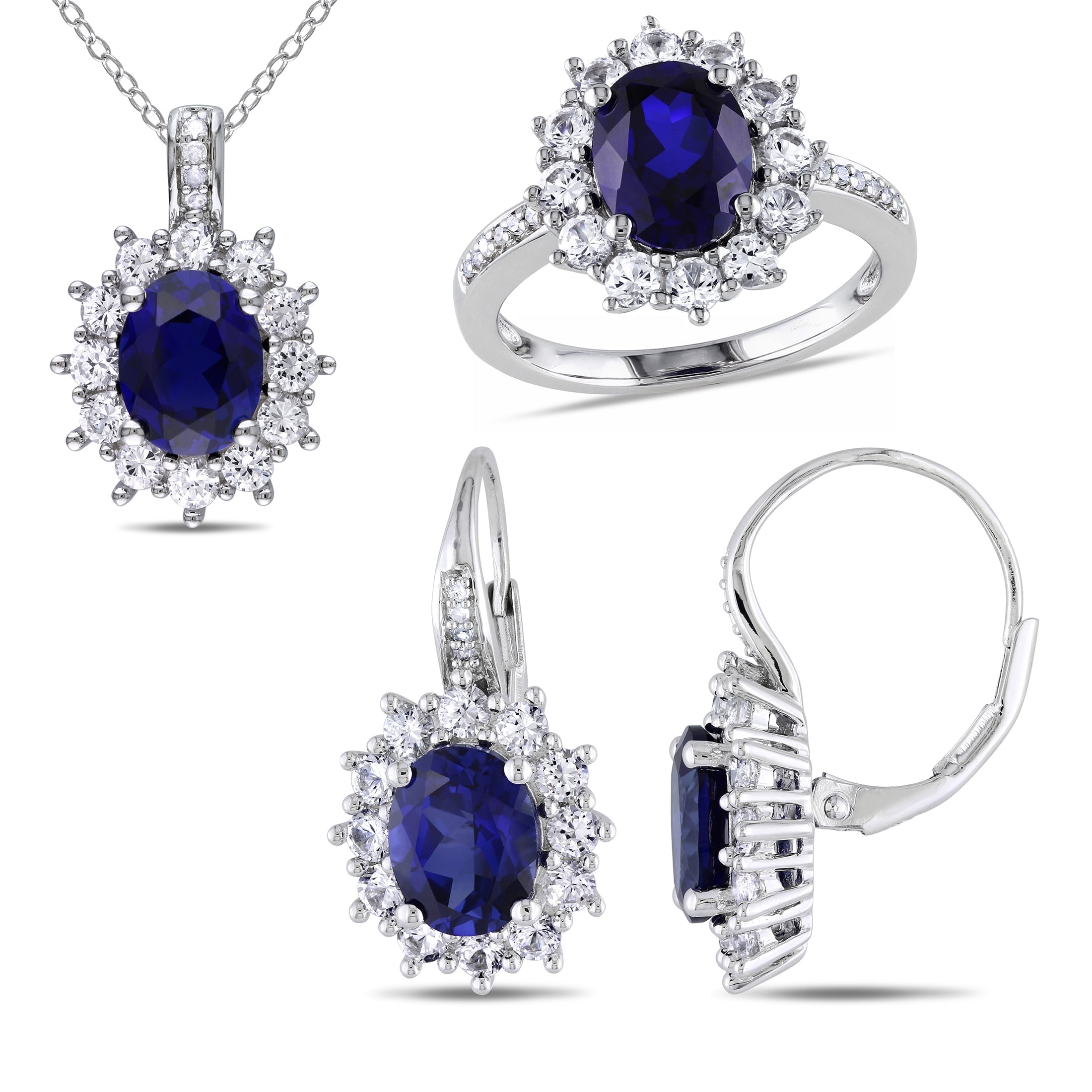 Everly Women's Created Sapphire Sterling Silver Jewelry Set