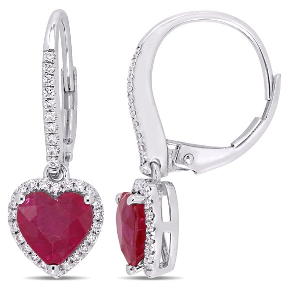 Everly Women's Ruby 14k White Gold Earrings