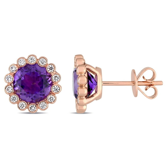 Everly Women's Amethyst 14k Rose Gold Earrings