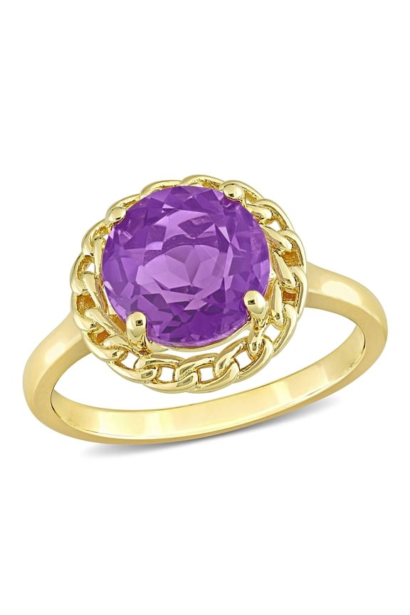 Women's Amethyst Yellow Gold Plated Ring