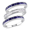 thumbnail image 1 of Everly Women's Created Sapphire Sterling Silver Bridal Set, 1 of 6