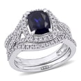 thumbnail image 1 of Everly Women's Created Sapphire 10k White Gold Bridal Set, 1 of 8