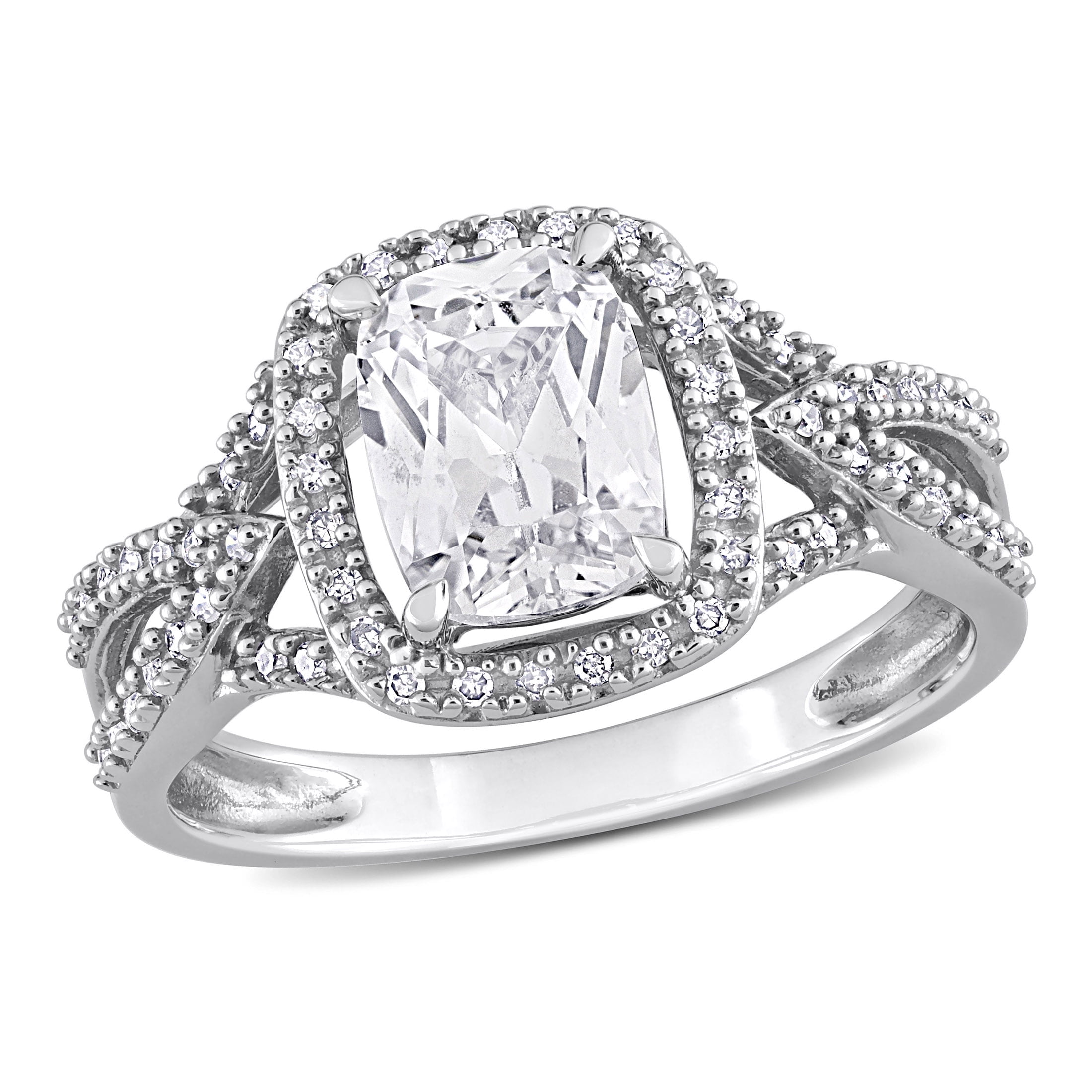 Everly Women's Created Sapphire 10k White Gold Ring