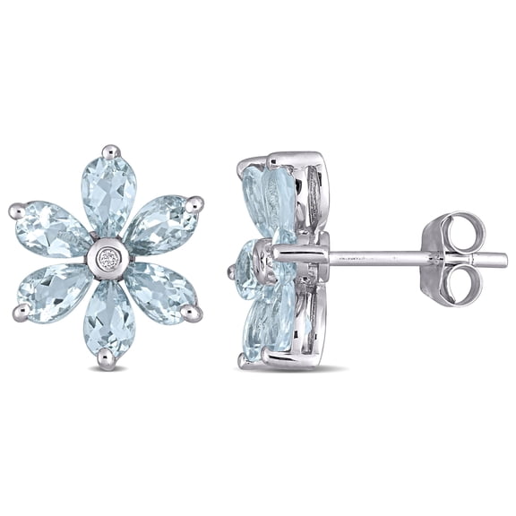 Everly Women's Aquamarine 14k White Gold Earrings