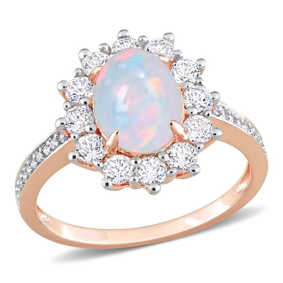 Everly Women's Opal and Topaz Rose Gold Plated Ring