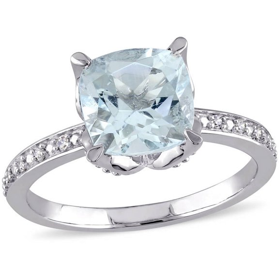 Everly Women's Aquamarine and Diamond 10k White Gold Ring