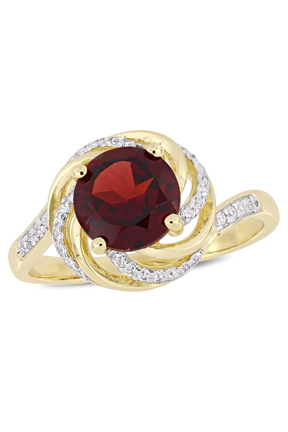 Women's Garnet and Topaz Yellow Gold Plated Ring