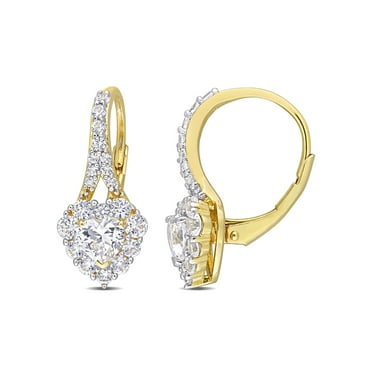 Everly Women's Created Sapphire Yellow Gold Plated Earrings