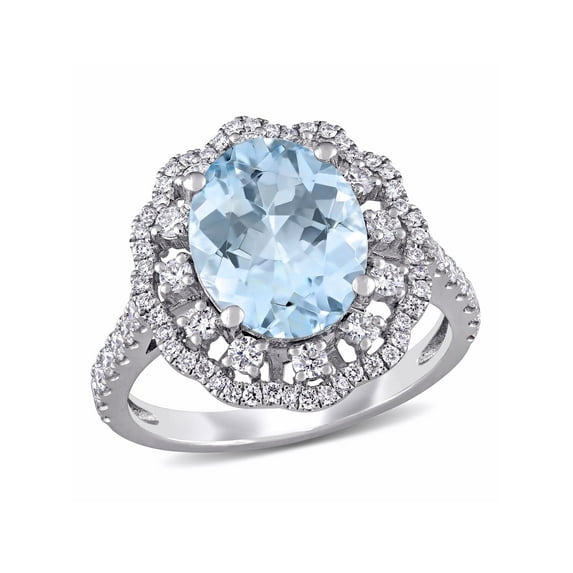 Everly Women's Aquamarine 14k White Gold Ring